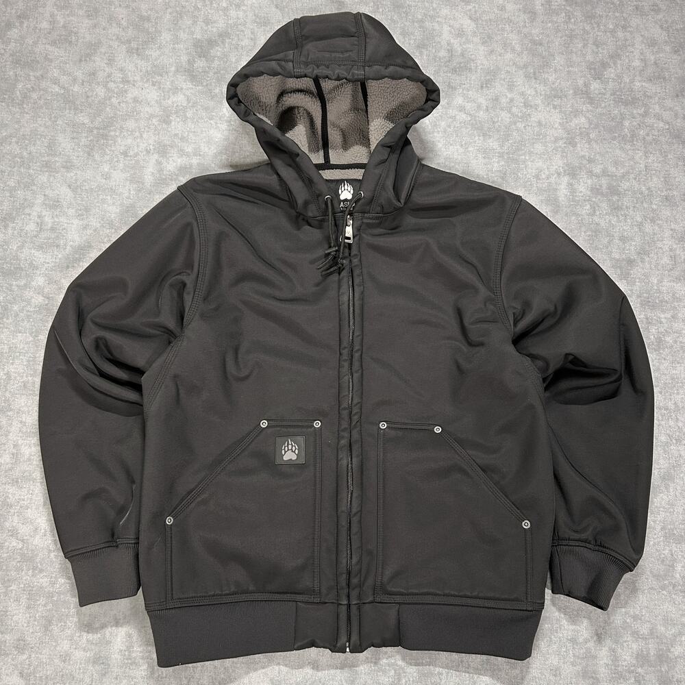 Alaskan Hardgear Prudhoe Bay Hoodie Jacket Men M Black Sherpa Fleece Lined 32237
